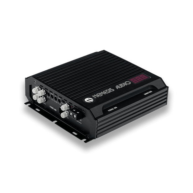 1520W RMS Class D Monoblock Amplifier. 1-Ohm stable design featuring a compact 8.35″ footprint and an included remote bass knob with a digital voltmeter.
