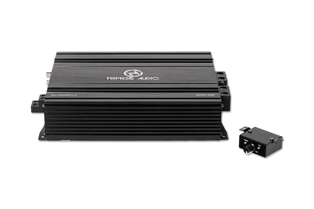 1-Channel full-range Class D amp, 5000W RMS @1-Ohm. Clean reproduction with HPF/LPF and bass boost controls.
