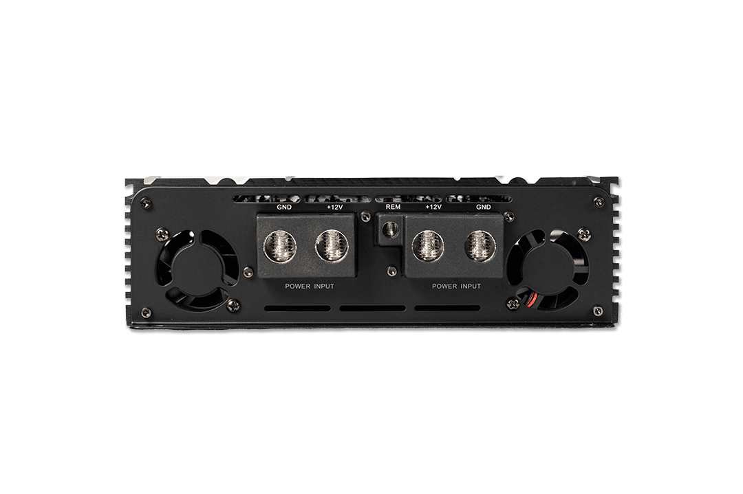 1-Channel full-range Class D amp, 5000W RMS @1-Ohm. Clean reproduction with HPF/LPF and bass boost controls.