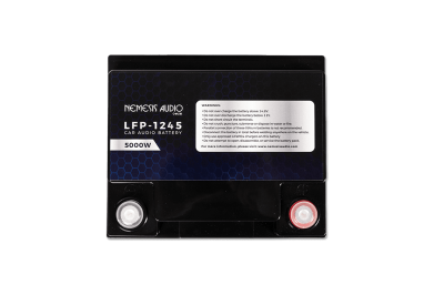 Nemesis Audio LFP-1245  12V 45Ah LiFePO4 battery, 5000W rating. Reliable, durable lithium performance for car audio.