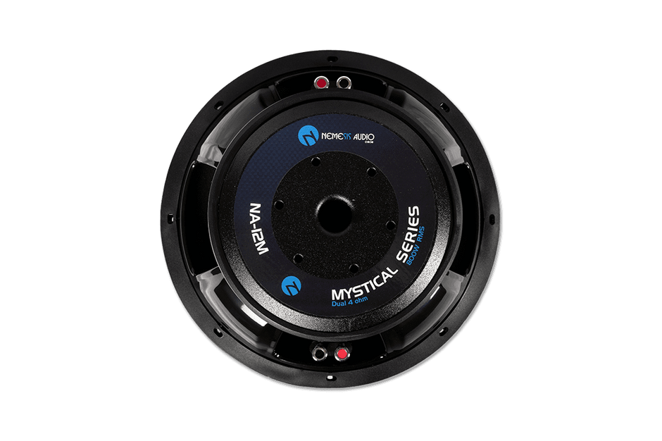 12″ dual 4-Ohm car audio Mystical Series subwoofer. High power handling and clean projection for competition builds.