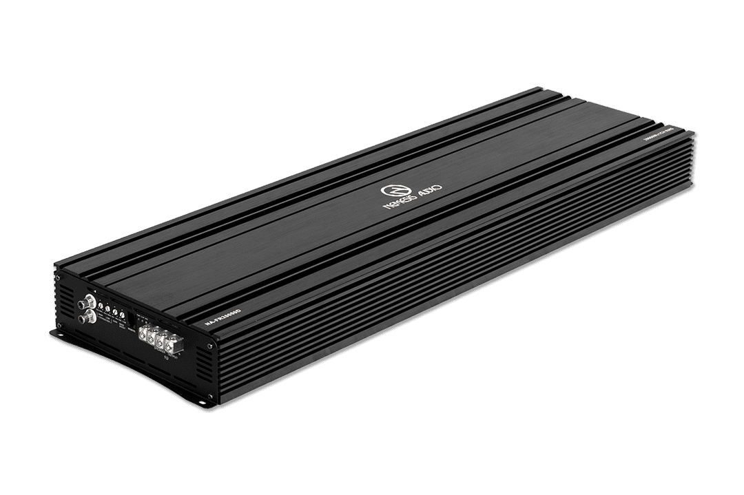 1-channel Class D amp, 20,000W RMS @1-Ohm. Smart cooling, full protection, and bass boost.
