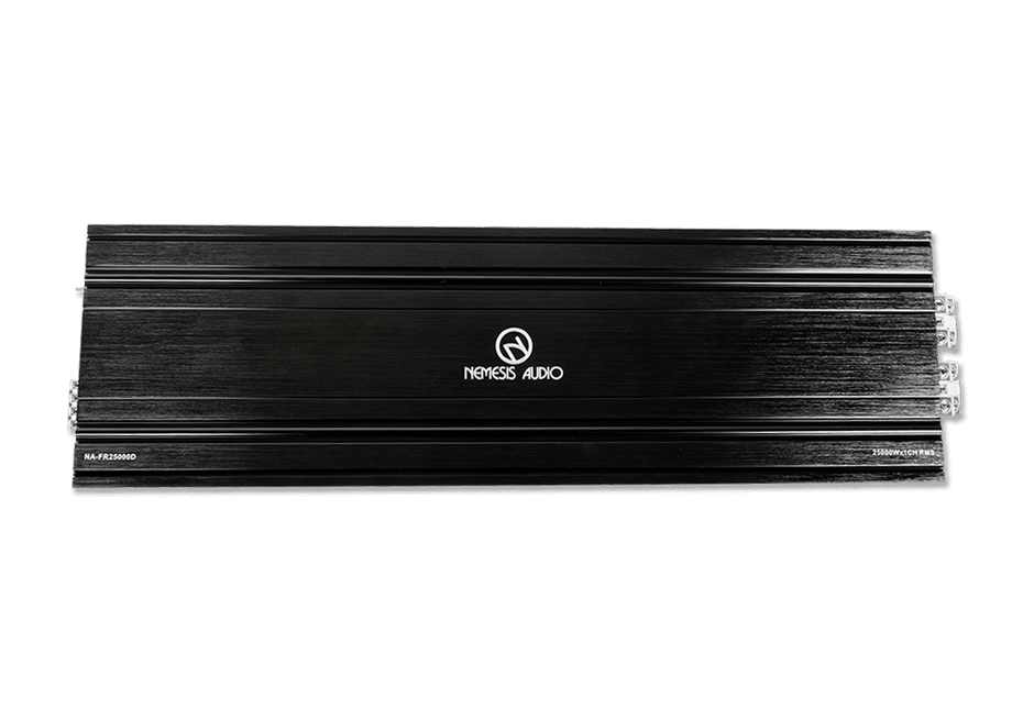 1-channel full-range Class D amp with 25,000W RMS @1-Ohm. Built for extreme car audio performance.