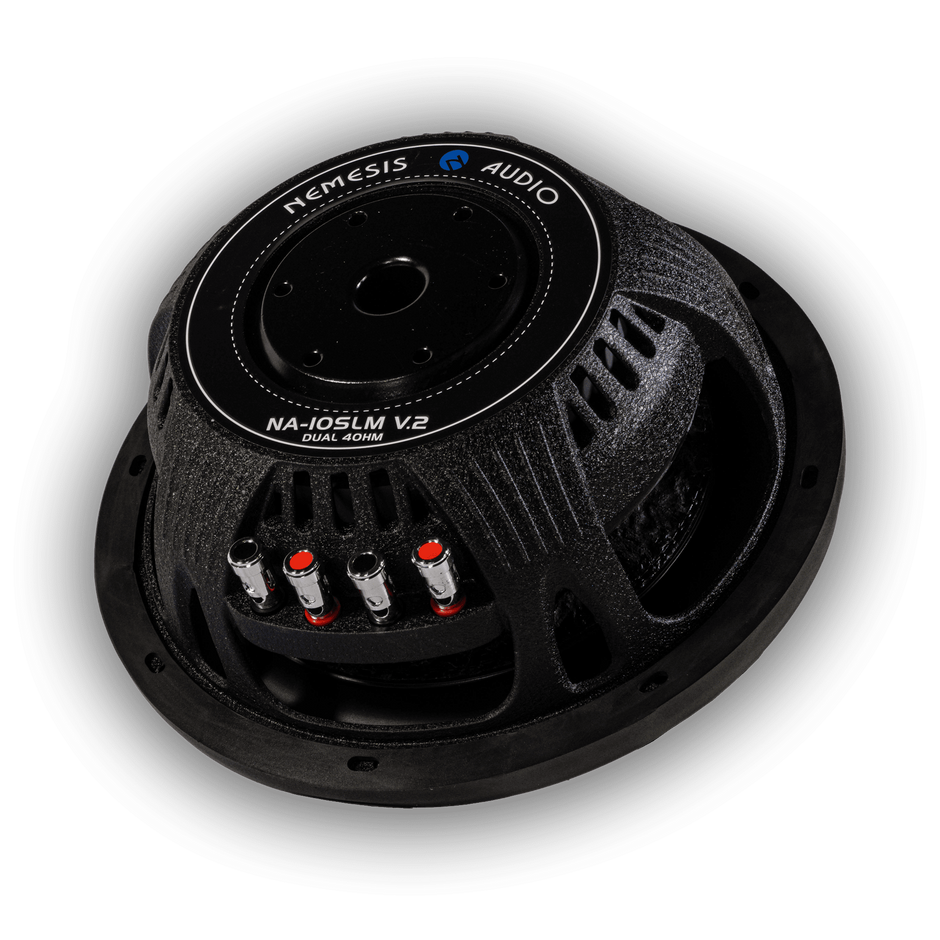 NA-10SLMV2D4, 10″ 500W RMS Dual 4-Ohm Shallow Subwoofer