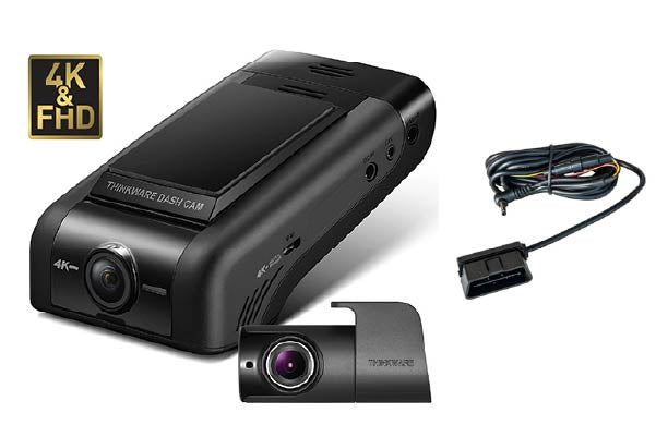 U1000PLD DASHCAM 4K 8MP FRONt + 1080P REAR, CLA, HW CABLE + OBD-II POWER CORD