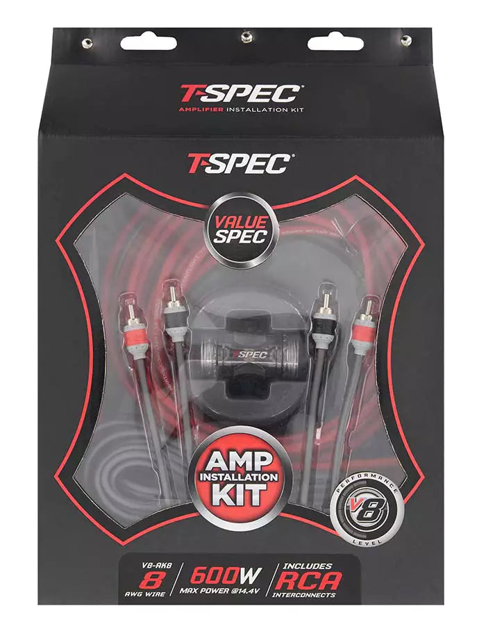 T-Spec v8 Series Amplifier Installation Kit (8 Ga. - Mini ANL - 100% OFC)